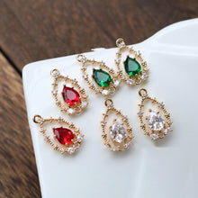 Load image into Gallery viewer, 10pcs Flower Charm with loops, Boho Pendant, Cubic Pave Pendant, Bracelet Necklace Making, Gold Plated Jewelry Findings HL043-F032