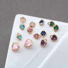 Load image into Gallery viewer, 10pcs Tiny Heart Charms, Cubic Heart Charm,  18K Gold Plated CZ Pave Love Pendant, Necklace Making Pendants, Jewelry Findings HL064-F135