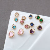 10pcs Tiny Heart Charms, Cubic Heart Charm,  18K Gold Plated CZ Pave Love Pendant, Necklace Making Pendants, Jewelry Findings HL064-F135