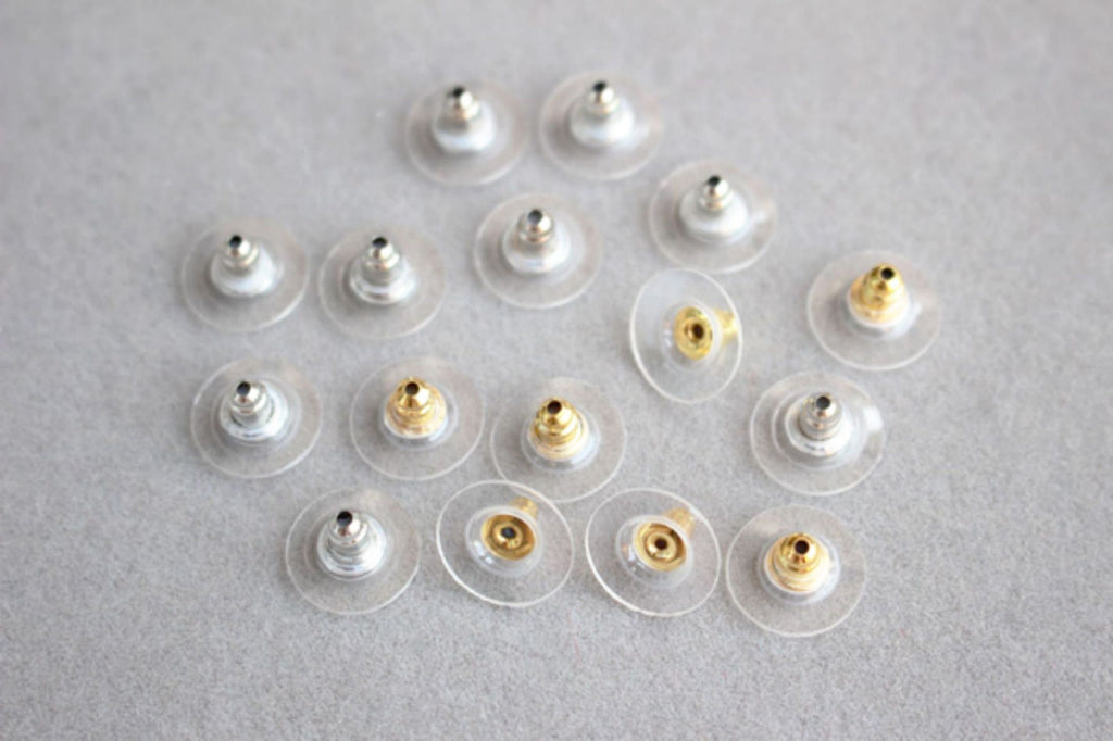 100PCS Ear Flat Backs, Gold Plated Earring Backs, Rubber Earring Stoppers, Wholesale Earring Findings GZ223-ZX7005