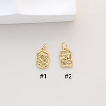 Load image into Gallery viewer, Flower Charm On Oval Shape, 18K Gold Plated, Rectangular Flower Pendant, Necklace Earring Making Charms, Jewelry Findings S1326