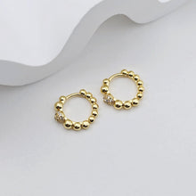 Load image into Gallery viewer, 18K Gold Plated Round Beads Hoop Earring, Huggie Hoops Earring Parts, Spring Ear Hoops, 14.7*13mm, hoop earrings S1245