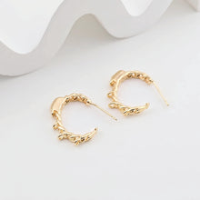 Load image into Gallery viewer, Twisted C Shape Earrings Post With 3 Loops, 14K Gold Plated, S925 Silver Ear Pin Nickel Free Earrings, Earring Findings ZX288