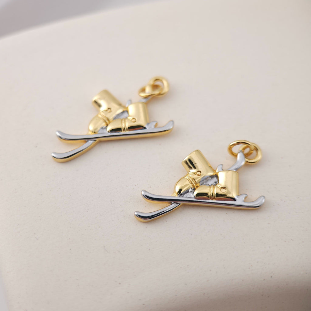 Snowman Charms, Sled Pendant, 18K Gold Plated CZ Pave, Winter Pendant, CZ Pave, Bracelet Necklace Making Pendants, Jewelry Findings S1119