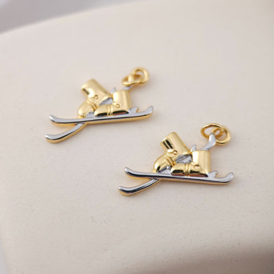 Snowman Charms, Sled Pendant, 18K Gold Plated CZ Pave, Winter Pendant, CZ Pave, Bracelet Necklace Making Pendants, Jewelry Findings S1119