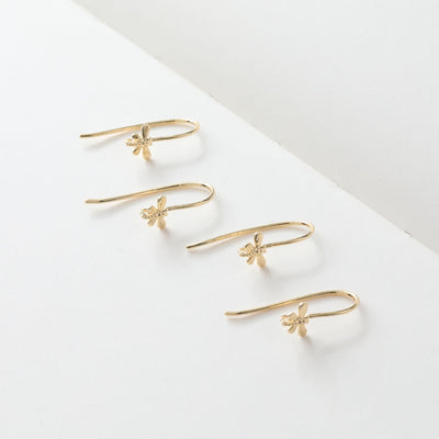 Butterfly Ear Hooks, 14K Gold Earring Earring findings with loop, Fish Hooks, Ear Wires for Jewelry Making GT068