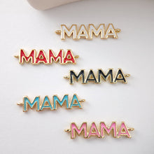 Load image into Gallery viewer, Cubic MAMA Connector, 18K Gold Plated Micro CZ Pave Connector Mom Charm, Necklace Making Findings, Jewelry Finding Gift for Mom S1128