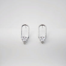 Load image into Gallery viewer, 2pcs 18K Gold Oval Post With Loop, CZ Pave, S925 Silver Pin, 17.7*7.4mm, Stud Earring Nickel Free, Hypoallergenic Earring Findings D0234