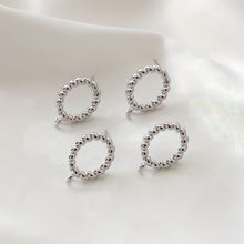 Load image into Gallery viewer, Oval Twisted Post with Loop, S925 Silver Ear Pin Nickel Free Earring, Gold/Silver Ear Stud, Hypoallergenic Earring Finding JJ015