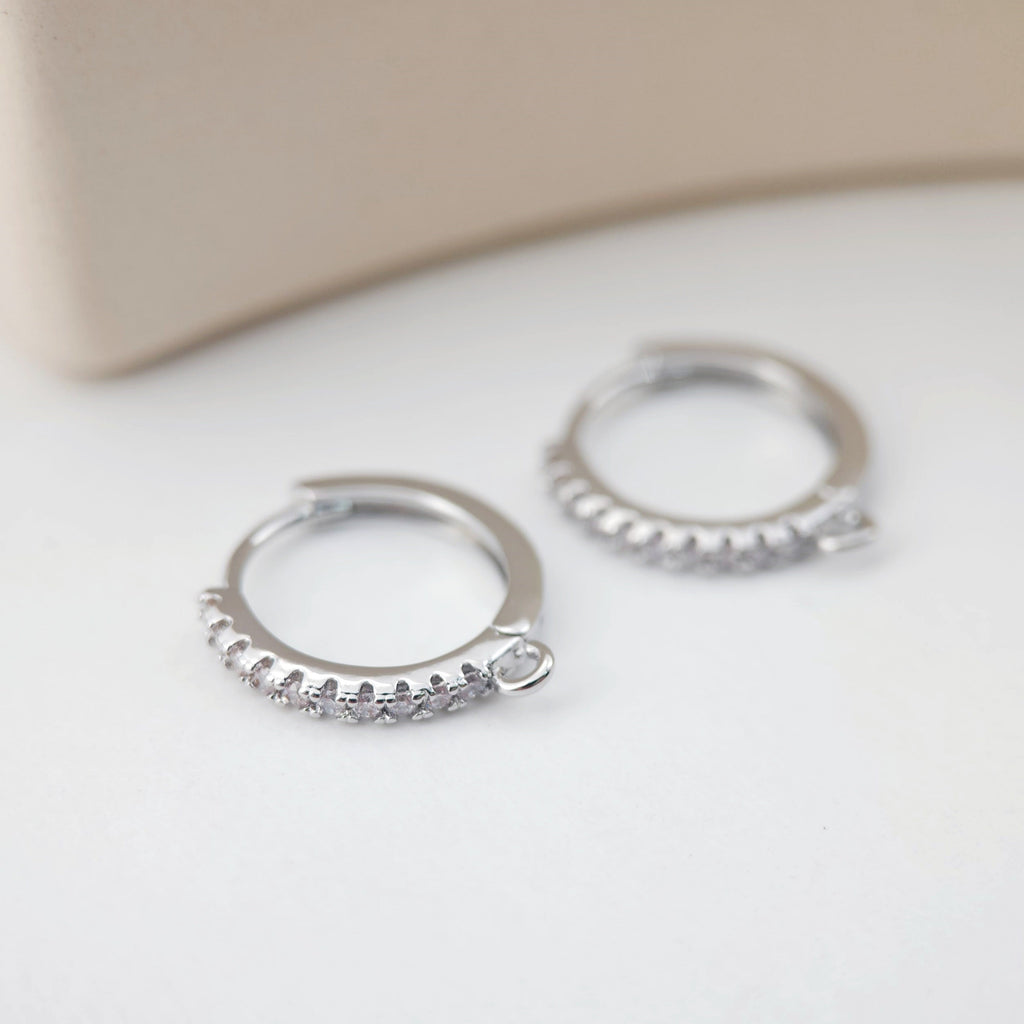 Cubic Zirconia Ear Hoops Multicolor Pave Crystal , 19*17mm, 18K Gold Plated Leverback Earrings, Huggie Hoops Earring D0154