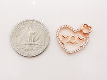 Load image into Gallery viewer, Cubic Love Mom Charm, 18K Gold Plated Micro CZ Pave Heart Pendant, Necklace Making Findings, 21x22mm, Jewelry Finding Gift for Mom S917