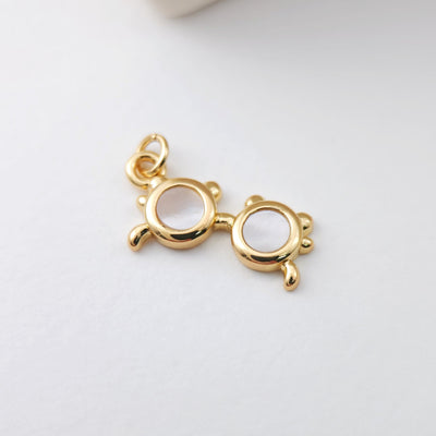 Sunglass Shell Pendant, 18K Gold, MOP Charm, Eyeglass Charm, White/Black, Earring Necklace Making Finding S1121