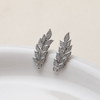 قرط على شكل ورقة شجر مع حلقة، دبوس أذن من الفضة الاسترلينية 925، أقراط خالية من النيكل، قرط أذن مرصع بأحجار الزركونيا المكعبة، نتائج قرط مضادة للحساسية GZ394