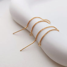 Load image into Gallery viewer, 10 Pairs- 14K Gold Plated Ear Threader, 75mm Threader Earrings, 0.6mm Flat Box Chain Wire, Chain Earrings, Z053