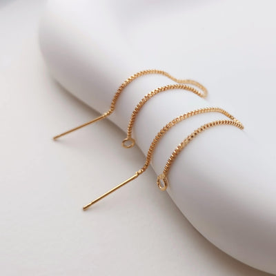 10 Pairs- 14K Gold Plated Ear Threader, 75mm Threader Earrings, 0.6mm Flat Box Chain Wire, Chain Earrings, Z053
