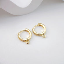 Load image into Gallery viewer, CZ Pave Earring Hoop, Gold Plated Huggie Hoop Earring with Loop, Huggie Hoops DIY Earring  Findings,Handmade Earring Supplies D0110