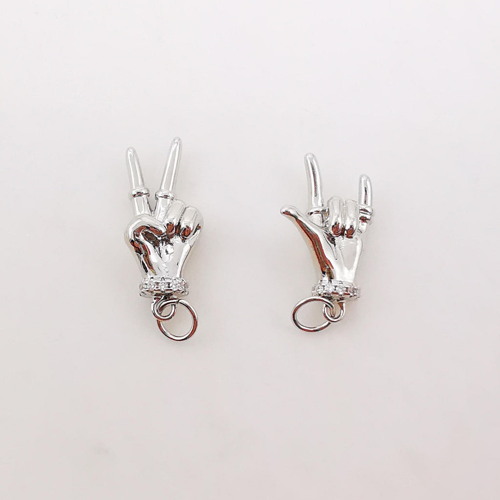 Hand Gestures Charm, Yeah/Rock Pendant, 18K Shiny Gold Plated Hand Symbol Charm, Necklace Bracelet Making Charms, Jewelry Findings S994