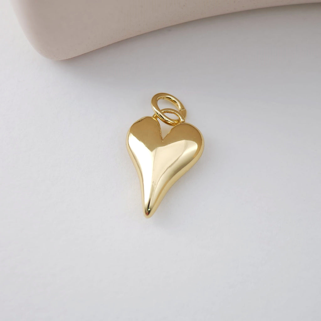 Gold Heart Charm, 18K Gold Plated Heart Pendant,  Necklace Bracelet Making Pendant S1132