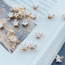 Load image into Gallery viewer, 20pcs CZ Pave Tiny Star Charm, Crystal Pendant, Earring Connectors, Real Gold Plated Brass Earring Charms, Jewelry Findings JY036-F048