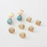 Texture Round/ Square Ear Post With Loop, S925 Silver Ear Pin Nickel Free, Matte Gold Ear Stud, Hypoallergenic Earring Findings GZ187