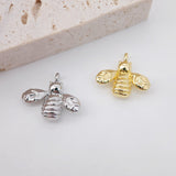 Gold Bee Charm, 18K Gold Plated Bee Pendant, Animal Charm, 12x13mm, Necklace Jewelry Finding S20671
