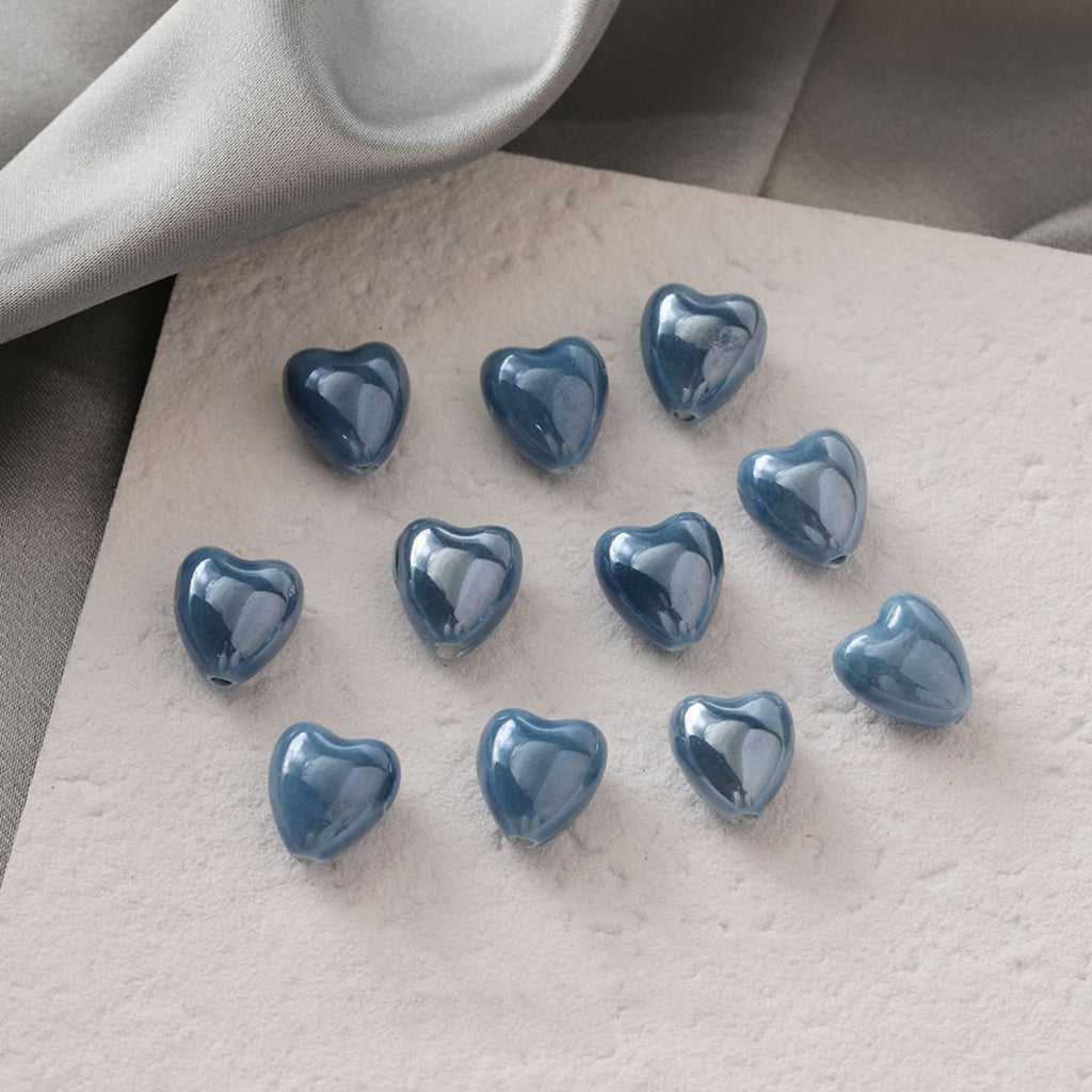 5pcs Heart Ceramic Beads, 14mm, Loose Ceramic Beads for Jewelry Making, Bracelet DIY Beads Finding GZ429