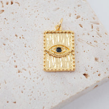 Load image into Gallery viewer, Gold Evil Eye Card Charms, Enamel Eye Pendant, 18K Gold Plated Brass, Necklace Making Charms, Jewelry Findings S20553