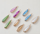 Drop Shape Shell Pendant, 14K Gold Plated, Stained Shells Charm, Necklace Making, Jewelry Making Findings GK021