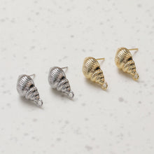 Load image into Gallery viewer, Shell Ear Post With Loop, S925 Silver Ear Pin Nickel Free, Gold/Silver Ear Stud, Hypoallergenic Earring Findings BB128-ZX163