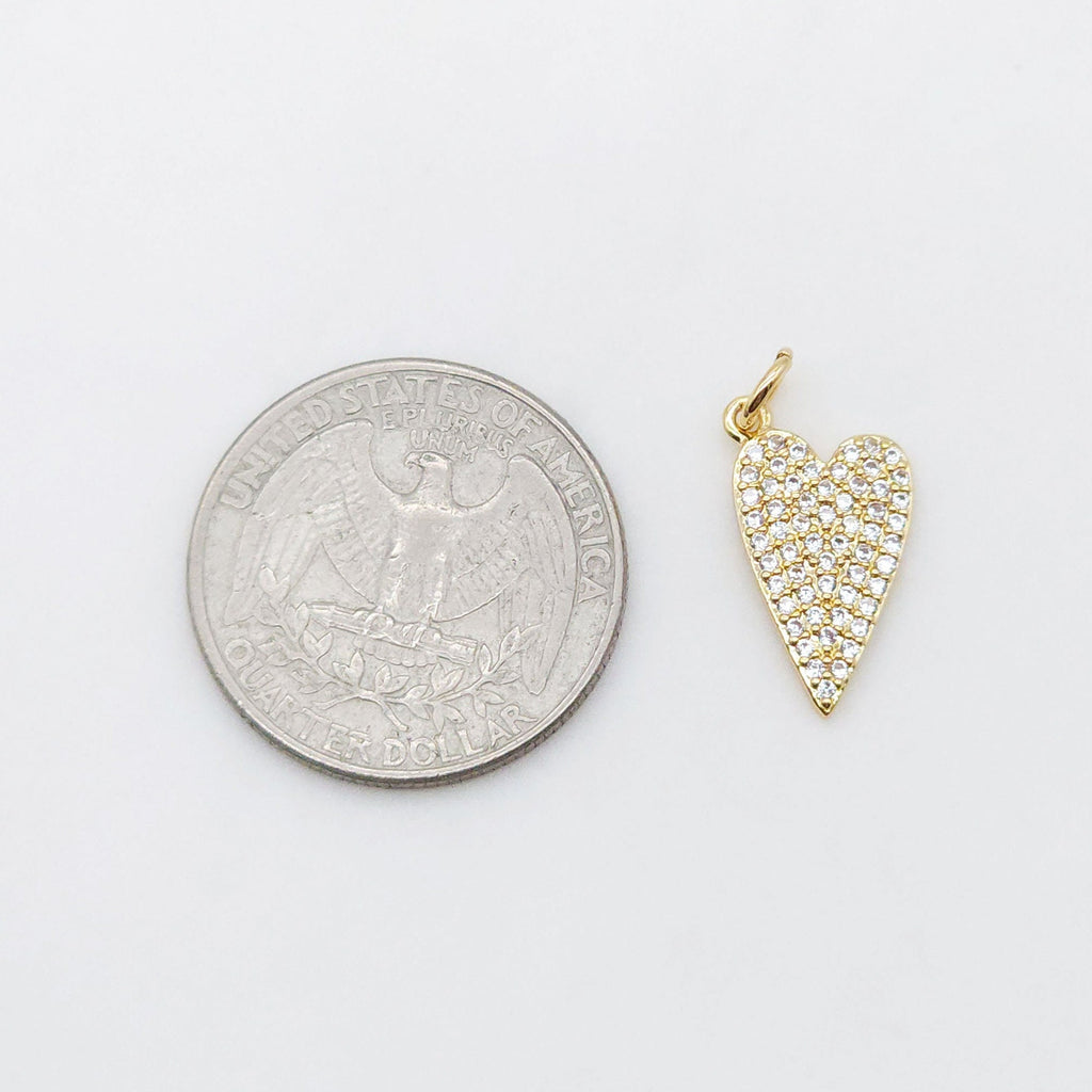 Cubic Heart Charms, 18K Gold Plated CZ Pave Love Charms, Bracelet Necklace Making Pendants, Jewelry Findings S20559