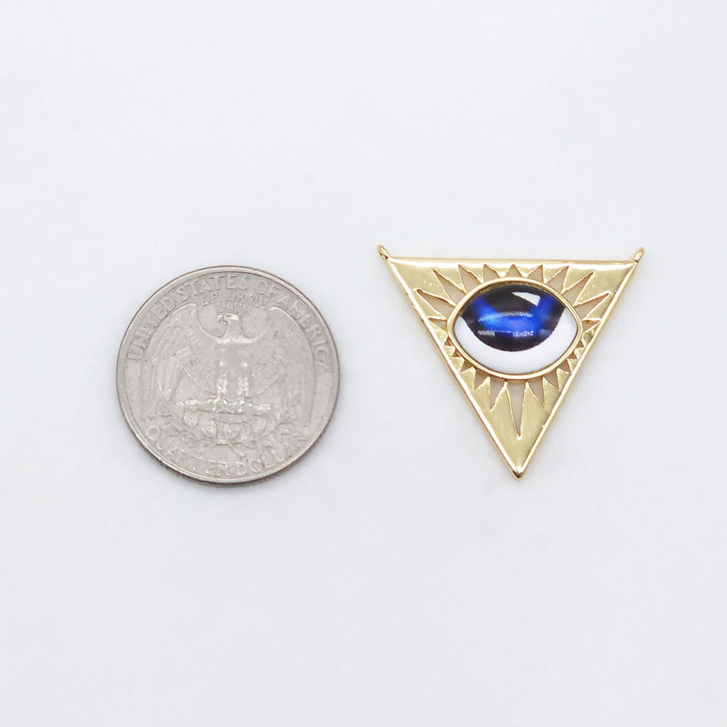 Triangle Evil Eye Charm, 18K Gold Plated, Shields Eye Pendant, Blue Eye, Protection pendant, Jewelry Findings S20437