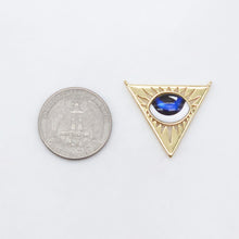 Load image into Gallery viewer, Triangle Evil Eye Charm, 18K Gold Plated, Shields Eye Pendant, Blue Eye, Protection pendant, Jewelry Findings S20437