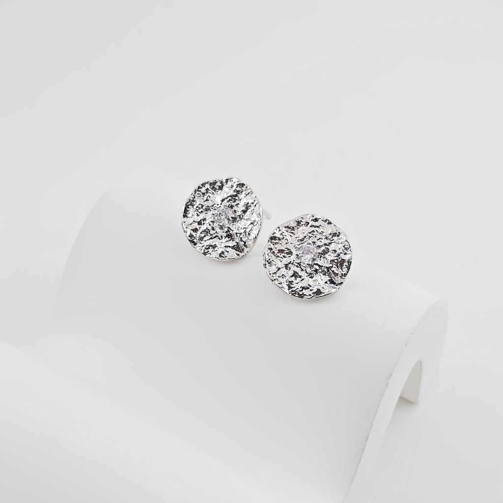 4pcs Round Pleated Earring Post, S925 Silver Pin, 14K Gold/Silver Plated, Nickel Free Earrings, CZ Pave Ear Stud, Earring Findings ZX280