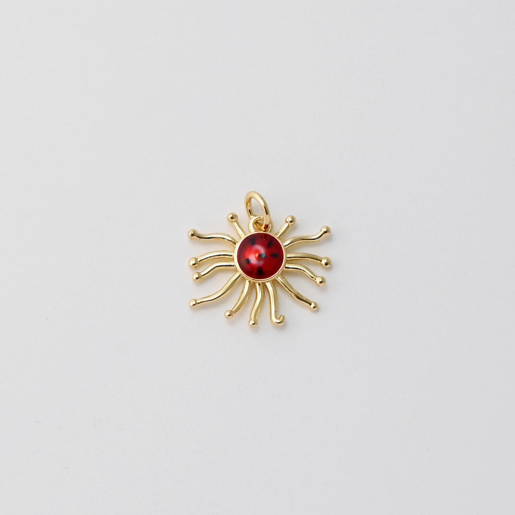 Sun Pendant, Enamel Irregular Charms, 18K Gold Plated Sunshine Charms, For Bracelet And Necklace Making, Jewelry Findings S1411