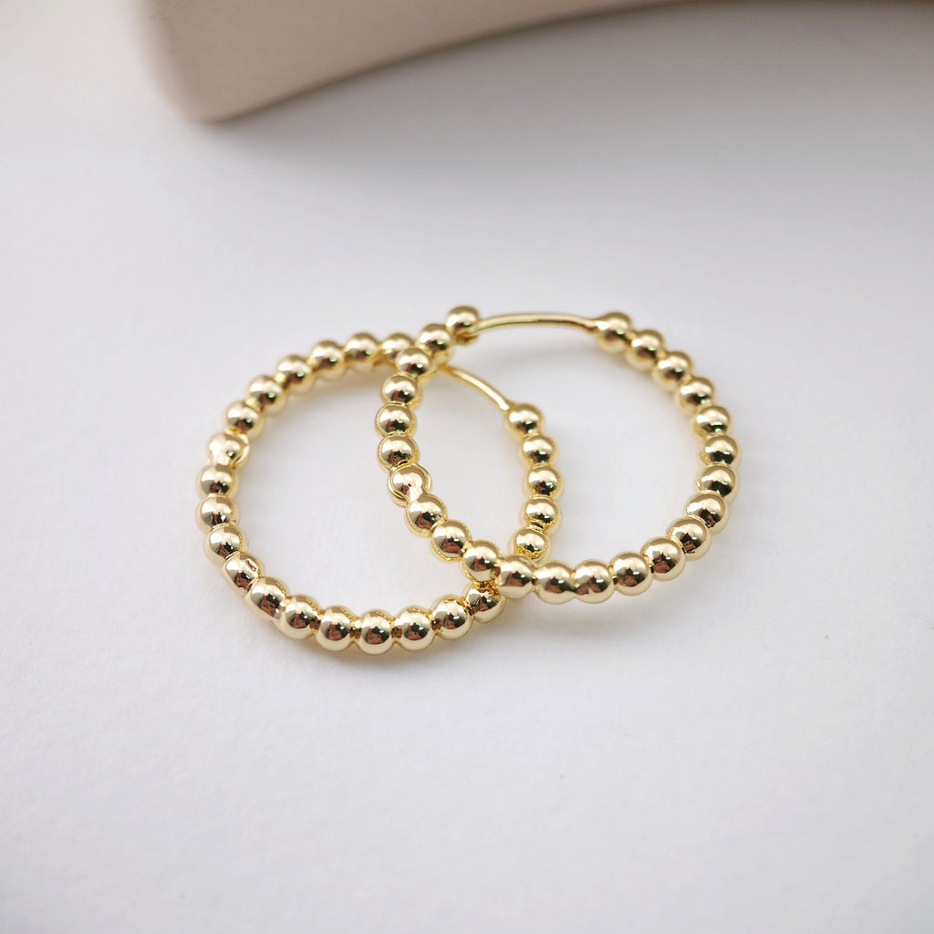 قرط حلقي من خرز دائري مطلي بالذهب عيار 18 قيراطًا، أجزاء قرط حلقي هاجي، حلقات أذن زنبركية، 22.3*23.3 مم، أقراط حلقية D0124