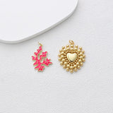 Enamel Marine Life Charms, Coral Pendant, Gold Plated Charms, Bubble Heart Charm, Bracelet Making, Jewelry Findings S1371