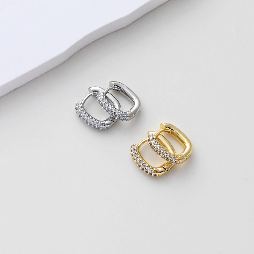 U Shape Earring Hoops, Gold Plated Huggie Hoops Earring, CZ Pave, Ear Hoops, DIY Earring  Finding, Handmade Earring Supplies S1401