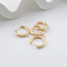 Load image into Gallery viewer, 14K Gold Plated Round Hoop Earring, Brushed Huggie Hoops Earring Parts, Spring Ear Hoops, 16mm, hoop earring  for Jewelry Making ZX327
