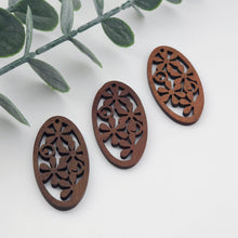 Load image into Gallery viewer, 4PCS Wood Pendant, Oval Wooden Flower Charm, Reclaimed Walnut Wood, Nickel Free, Natural Jewelry Finding JT980