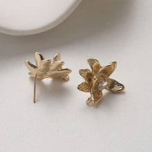 Load image into Gallery viewer, Flower Earring Post with loop, 14K Gold/Silver, S925 Silver Pin Nickel Free Earrings, Flora Ear Stud with Loop GZ735