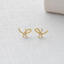 Load image into Gallery viewer, Bow Tie Earring Post With Loop, 18K Gold Plated, Green CZ Pave, Nickel Free Earrings, Bow Tie Ear Stud with Loop D0467