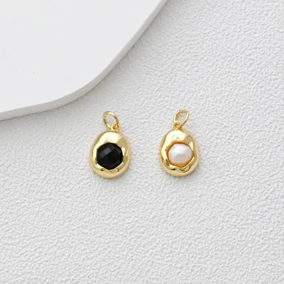 Dijes ovalados de oro, chapado en oro brillante de 18 quilates, colgante ovalado, dijes para hacer collares, accesorios de joyería S1359