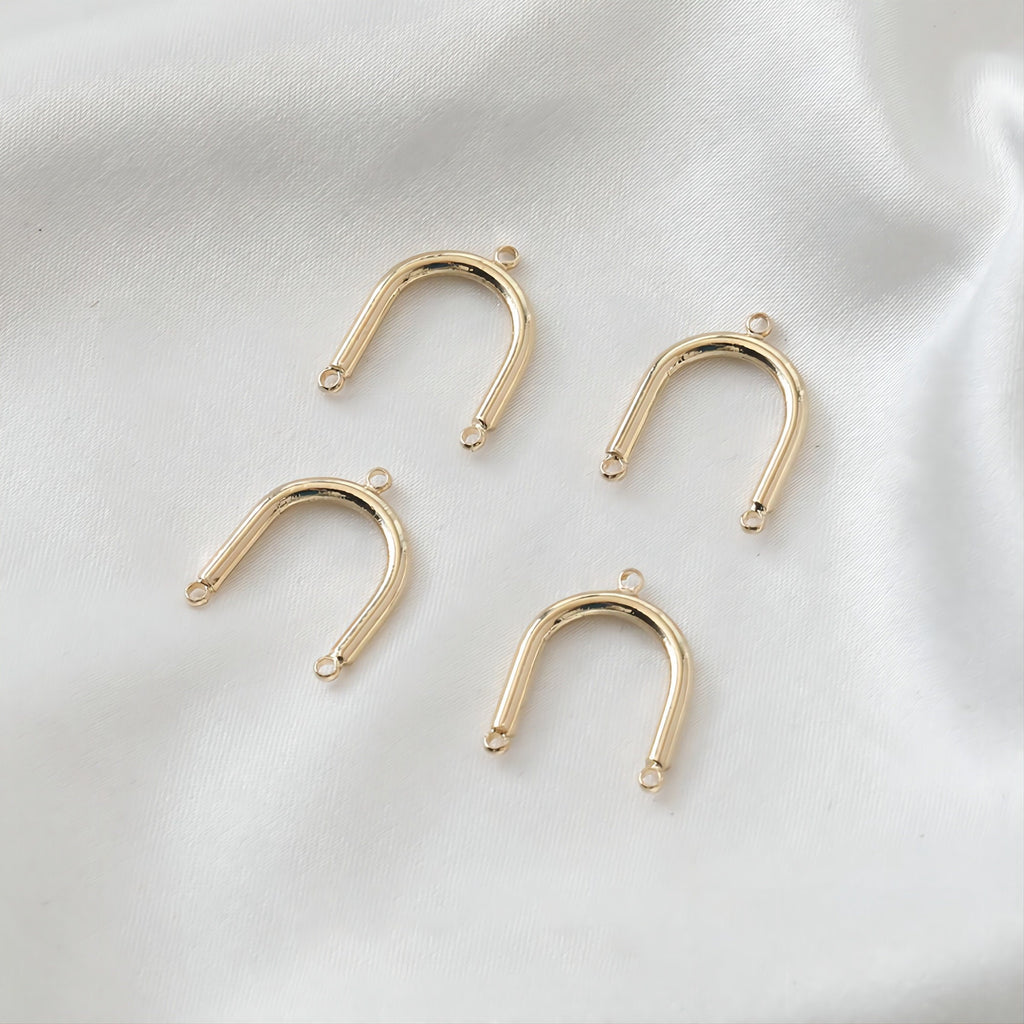 وصلة ذهبية مقوسة على شكل حرف U مع حلقات، نتائج صنع أقراط مطلية بالذهب عيار 14 قيراطًا، نتائج مجوهرات 13 × 17 مم JH009