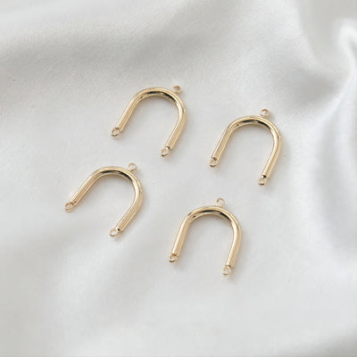 وصلة ذهبية مقوسة على شكل حرف U مع حلقات، نتائج صنع أقراط مطلية بالذهب عيار 14 قيراطًا، نتائج مجوهرات 13 × 17 مم JH009