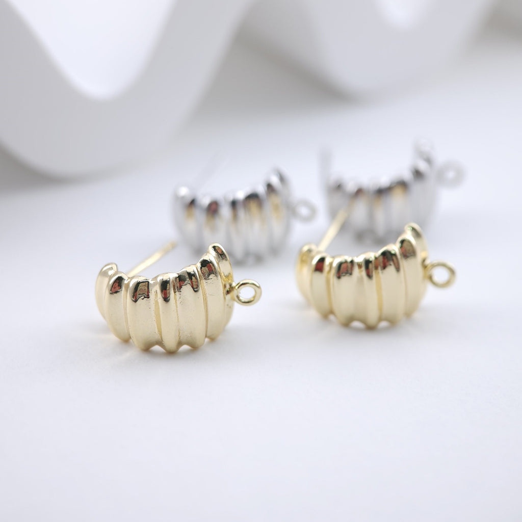 أقراط بعمود حلق منحني، عمود حلق ذهبي مع حلقة، دبوس فضة S925، مضاد للحساسية، نتائج القرط، لوازم صنع الأقراط يدويًا D0051