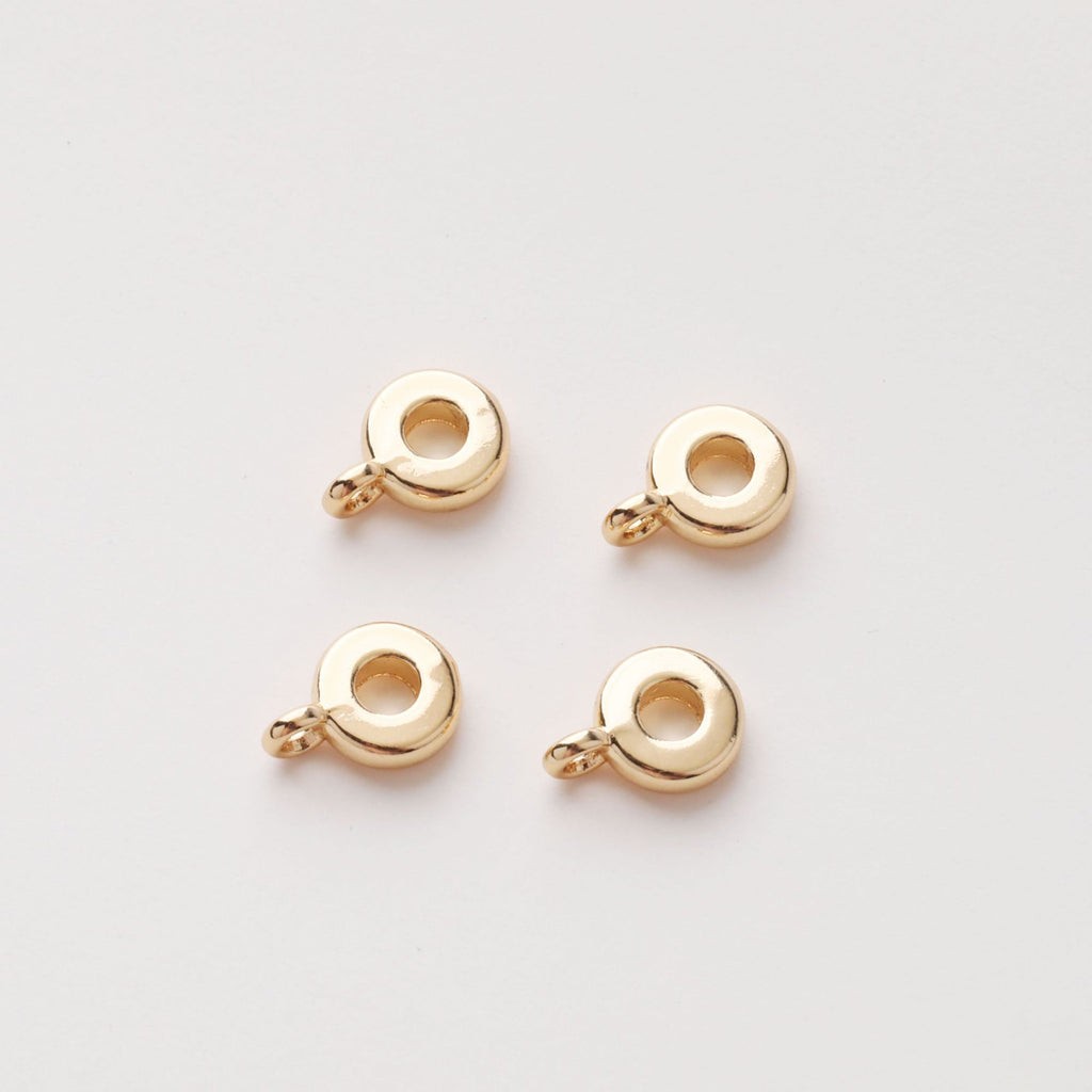 10pcs Round Rondelle Spacer Beads with Loop, Large Hole 18K Gold Plated 8mm/11mm, Bracelet Necklace Making Jewelry Finding ZZ019-ZX7018