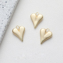 Load image into Gallery viewer, Gold Heart Charms, 18K Gold, Matte Gold, Silver Plated, Love Pendant, Necklace Making Pendants, Jewelry Findings GZ211
