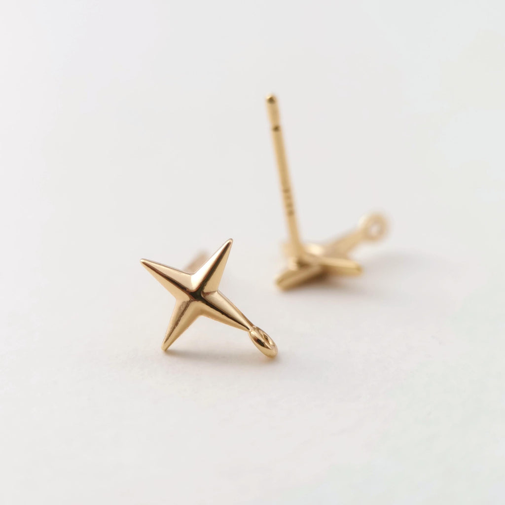 10pcs Gold Star Earring Post With Loop, Nickel Free Earrings, Ear Stud with Loop, Hypoallergenic Earring Findings Z092