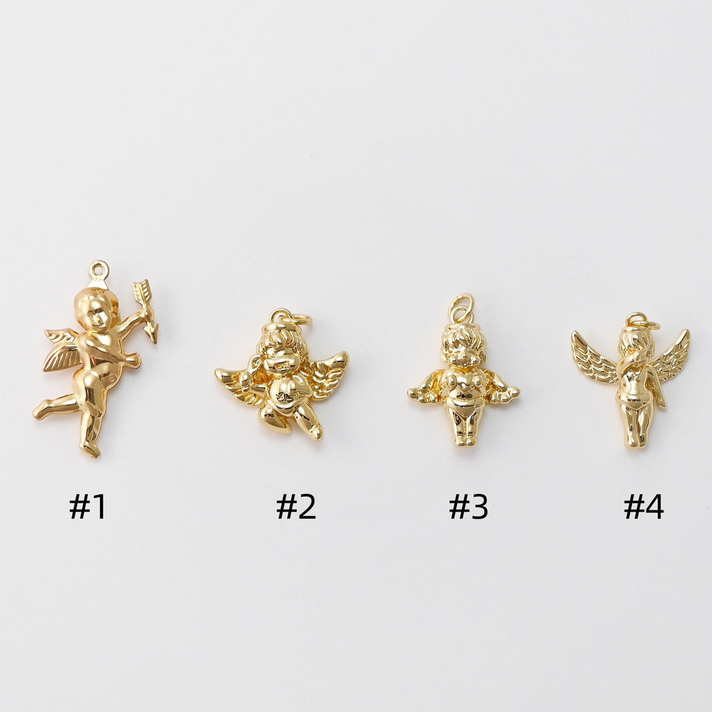 Gold Angel Charms, 18K Gold Plated Angel pendants for Necklace and Bracelet, Jewelry Findings