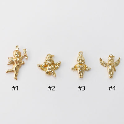 Gold Angel Charms, 18K Gold Plated Angel pendants for Necklace and Bracelet, Jewelry Findings